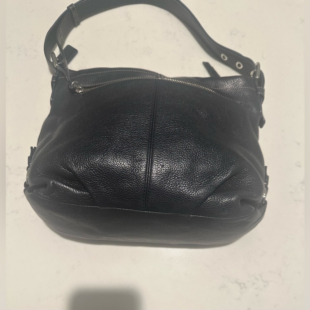 Coach Vintage Black Leather Duffle Hobo Bag - Picture 10 of 14